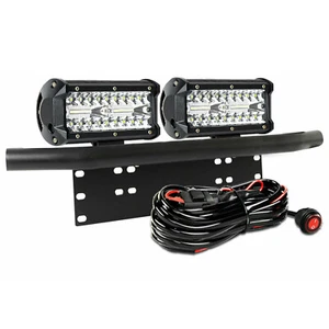 23'' Bull Bar Bumper License Plate Mount Bracket +7 INCH LED Light Combo +Wirie - Picture 1 of 12