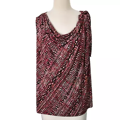 Merona Shirt Top Cowl Neck Womens Plus Size 3X Sleeveless Flowy Brown Pink - Image 1 of 4