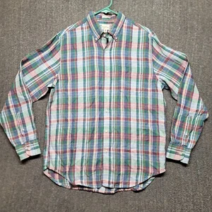 J Crew Hemd Herren Medium irisches Leinen kariert Button Down Langarm Baird Mcnutt - Bild 1 von 13