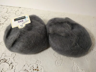 Schachenmayr Nomotta Hair Yarn 2 Skeins Color: 98 Gray Lot 18943, Mohair Acrylic - Image 1 of 4