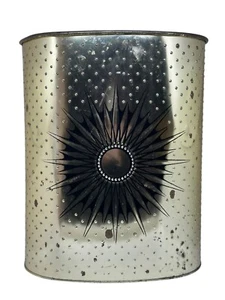 VTG Harvell Gold Metal Embossed Sun / Starburst and Studs Wastebasket MCM Decor - Picture 1 of 7