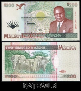 MALAWI 200 KWACHA 1995 Pick-35 UNC S/N AC513548 SCARCE in this condition - Picture 1 of 1