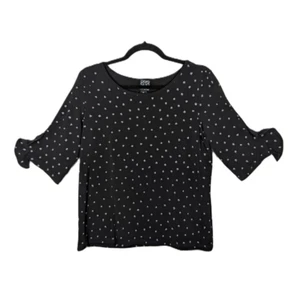 Clara Sun Woo Top Damen Strick Glitzer Tupfen kastige Ärmel Volant USA Gr. XS - Bild 1 von 7
