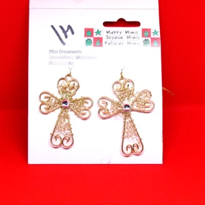 ORNAMENTS gold filigree cross w/clear middle rhinestone 1.5 x 2.25 price each (H - Picture 1 of 3