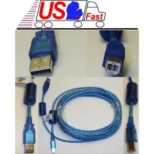 20ft long USB2.0 A~B AB Printer Cable/Cord/Wire PC/MAC/Canon/Epson/Dell/HP {BLUE - Picture 1 of 1