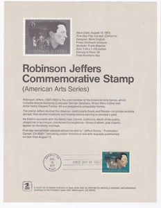 Erstausgabe Gedenkmarke 1973 Robinson Jeffers Carmel ca. 8x10 - Bild 1 von 1