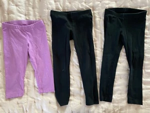 3 Cat & Jack Girls' Solid - 2 Black Long 1 Purple Bicycle Leggings Size Xs / 4/5 - Picture 1 of 8