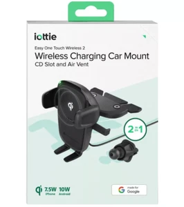 iOttie Easy One Touch Wireless 2 Qi Charge CD Emplacement + Air Vent Combo Support Téléphone - Photo 1 sur 1