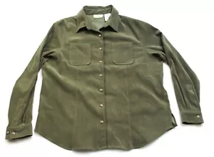 Camisa blanca elástica bosque de ciervo caballero abotonada para mujer XL verde manga larga - Imagen 1 de 8