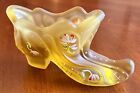 Michael Fenton Opaque Hand Painted Art Glass Slipper Shoe Boot Signed By Artist