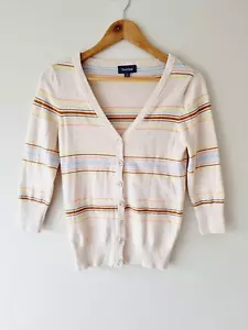 MODCLOTH Striped Knit 3/4 Sleeve Cardigan Top SIZE SMALL 8 retro - Picture 1 of 6