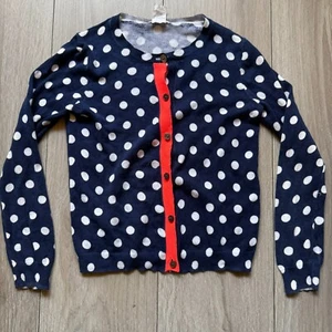 Crewcuts J Crew Blue and white/ coral Polka dot Cardigan Sweater Girls - Picture 1 of 4