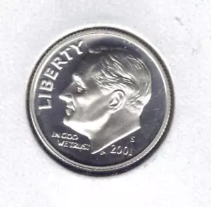 Moneda de diez centavos Roosevelt a prueba 2001-S - Imagen 1 de 2
