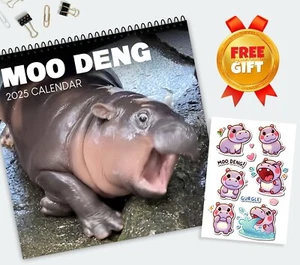 Moo Deng 2025 Wall Calendar, Baby Hippo Calendar, Perfect for Fans - Picture 1 of 3
