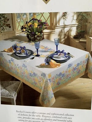 New Bardwil Linens Cotton Tablecloth Floral Enchanted Garden 60 x 102 inches - Image 1 of 4