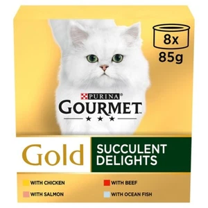 Gourmet Gold Succulent Delights Wet Cat Food ( 8 x 85g ) x 6 packs - Picture 1 of 4