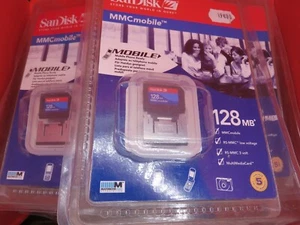 Lot of 5 SanDisk Vintage MMC mobile 128MB PHONE MEMORY STORAGE CARD New - Picture 1 of 8