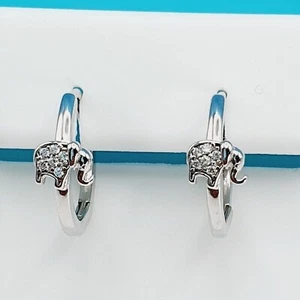 Women's Hoop Elephant shape Earring 1.85Ct Round Cut Real Moissanite 925 Silver - Picture 1 of 3