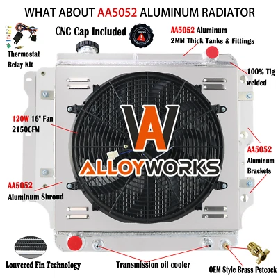 4-Core Radiator Shroud Fan Relay FIT Jeep Wrangler YJ/TJ/LJ 2.4L 2.5L 4.2L 87-06 - Image 1 of 4