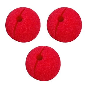 3 x Pack Red Sponge Foam Clown Nose Day Rudolf Reindeer Bozo Xmas Ronald Krusty - Picture 1 of 5