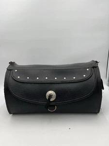 Tourmaster Motorcycle Black Leather Sissy Bar Barrel Bag 16 X 10 Used - Picture 1 of 19