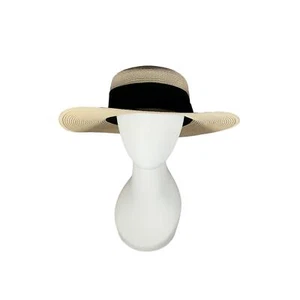 Angela & William Flat Brim Unisex Boater Straw Sun Hat - Brown NWT - Picture 1 of 6