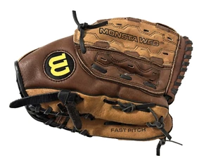 Wilson A0440 FP12 Brown 12" Fastpitch Leather Softball Glove for RHT Monsta Web - Picture 1 of 7