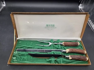 Vintage Dexter Besteck rostfrei Stück Tranchiermesser Set Geweih Hirsch Griffe Box - Bild 1 von 23