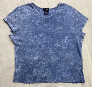 Vintage Y2K LEI Acid Wash Cropped Tee Shirt Damen XL Property Of L.E.I. LESEN - Bild 1 von 9