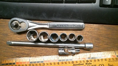 lotNN   Craftsman 1/4 Drive Quick Release Ratchet V 44807  USA plus 6 socket - Image 1 of 4