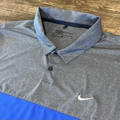 Nike Golf Dri-Fit Polo Shirt Men’s Size XL Blue Gray Standard Fit Logo Stretch Foto 1 de 4