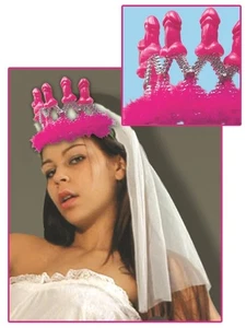 Corona con VELO Addio al NUBILATO SPOSA gadget con pene sexy fallo matrimonio - Foto 1 di 1