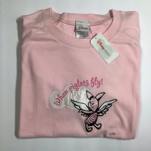 Woman’s Disney Store When Piglets Fly Long Sleeve Sleep Shirt Size L/XL - Picture 1 of 11
