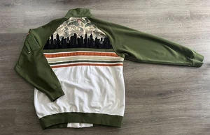 Vintage Y2K Ecko Unltd SKYSCRAPER Twin Towers NY Trainingsjacke durchgehender Reißverschluss Herren L CAMO - Bild 1 von 13
