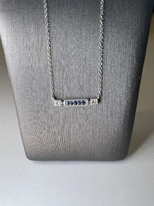 Collar Gabriel & Co oro blanco 14K diamantes naturales y zafiros ~0,080 quilates - Imagen 1 de 4