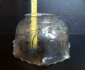 Antique Clear & Textured Cut Swirls Scrolls & VInes Glass Lamp Shade 4" Fitter - Picture 1 of 3