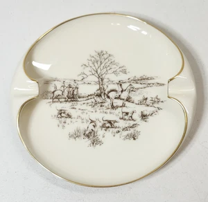 Cenicero Lenox Vintage EE. UU. Porcelana Borde Dorado Escena de Caza de Zorro 8" Decoración del Hogar - Imagen 1 de 9
