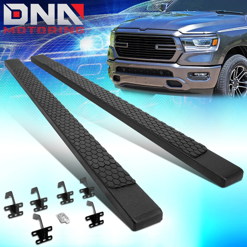 For 2019-2022 Ram 1500 Crew Cab 5" Flat Side Step Nerf Bar Running Board Black - Image 1 of 4
