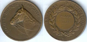 Médaille de table - PARIS 1910 examens équitation L LEGOUEIX d=41mm bronze corne - Imagen 1 de 1