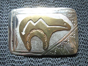 NAVAJO HEARTLINE BEAR BELT BUCKLE! VINTAGE! RARE! LEANDER NEZZIE! LN! 1970s! USA - Picture 1 of 9