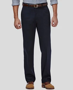 Haggar Men's Blue No Iron Classic Fit Flat Front Khaki Pants Size 42W 32L - Picture 1 of 2