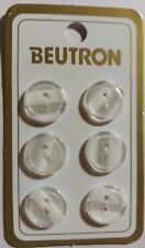 Beutron Buttons 6 White Striped Clear 14mm 4 Hole Shirt Blouse Dress Band 0145