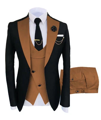Trajes formales de 3 piezas para hombre boda novio esmoquin blazer muesca solapa personalizada Foto 1 de 4