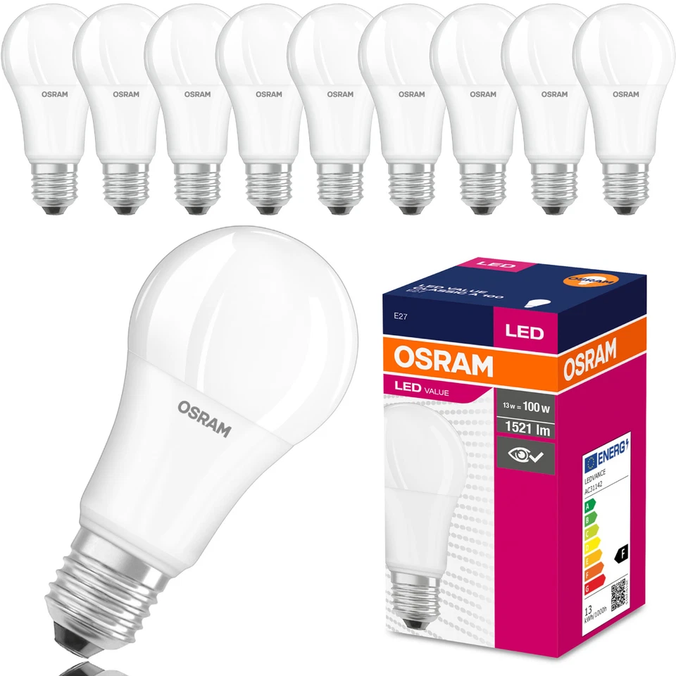 OSRAM 10 x E27 LED Leuchtmittel A60 Birnen 13W 1521lm warm neutral kalt 10er Set - Bild 1 von 3