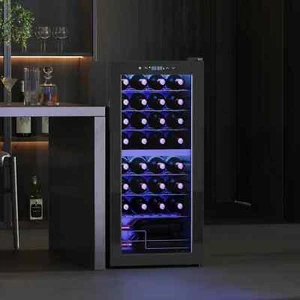 HOMCOM 86L Dual Zone Wine Cooler with Adjustable Temperature Control, Black - Picture 1 of 8