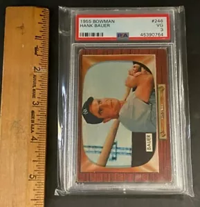 1955 BOWMAN BASEBALL HANK BAUER NEW YORK YANKEES #246 GRADED PSA 3 71321 - Picture 1 of 2