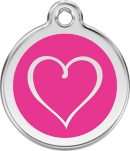 Red Dingo Enamel Tribal Heart Tag - Hot Pink - Lifetime Guarantee - Cat, Dog, Pe - Picture 1 of 5