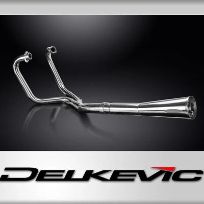 DELKEVIC Honda CX500 CX500C CX500 Deluxe Komplett Auspuff 2-1 Edelstahl Megaphon Schalldämpfer