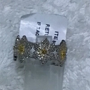 Platinum/Gold Over Sterling Silver Diamond Ring Size Q New 8003* - Picture 1 of 4