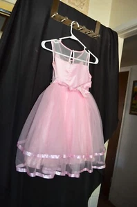 Girls Holiday Fancy Dress Pink Unicorn Princess + Feather Boa for fun sz 8 - Picture 1 of 6